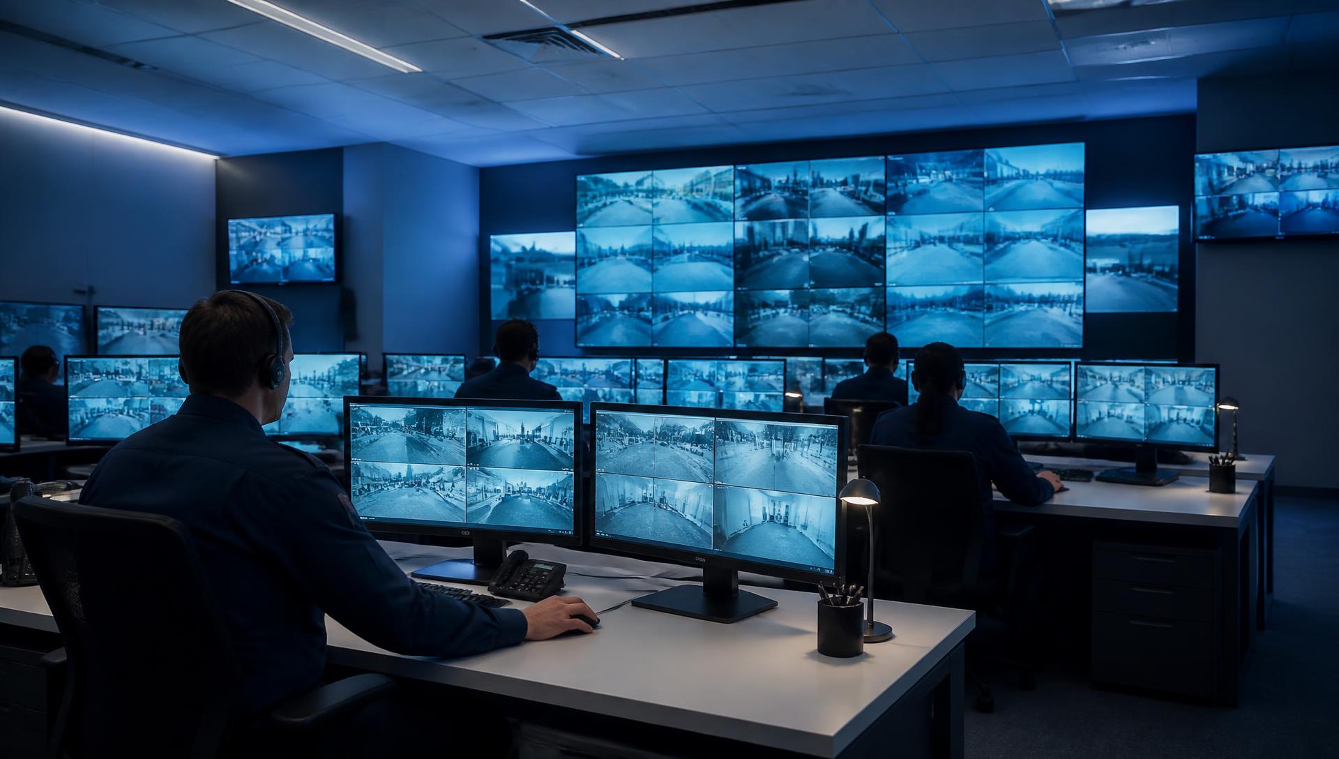 Central de monitoramento SegAzul com operadores acompanhando telas de segurança